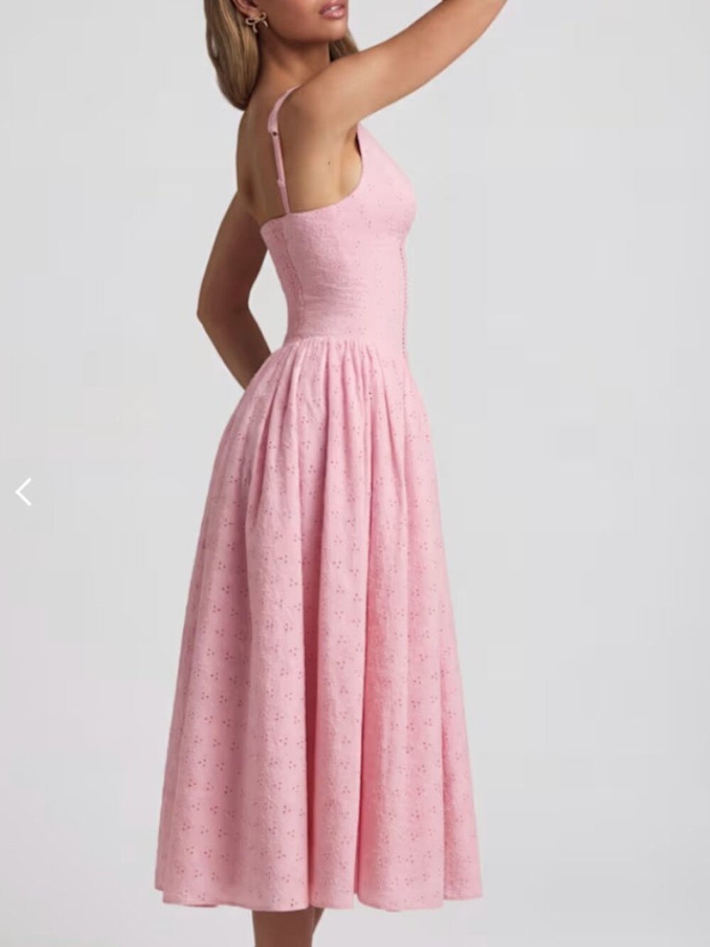 NWT Oh Polly Pink Floral Eyelet Maxi Dress - Size 4 - Picture 5 of 9